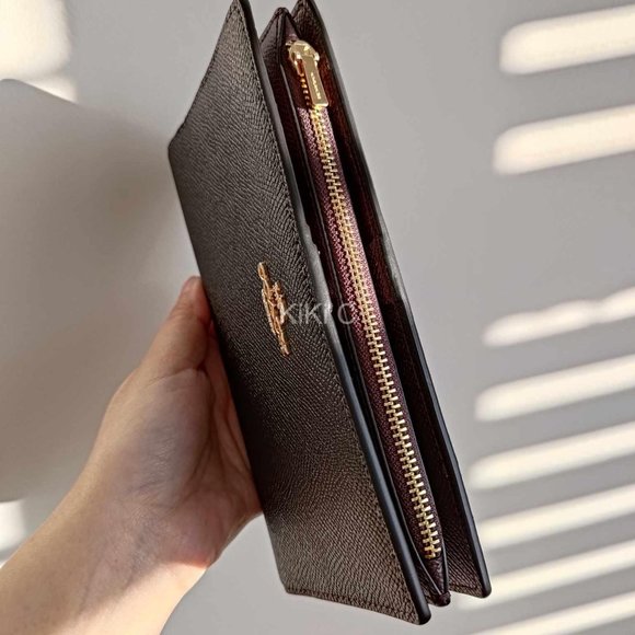 Coach Slim Zip Wallet Gold/Black CK444 - Picture 4 of 8